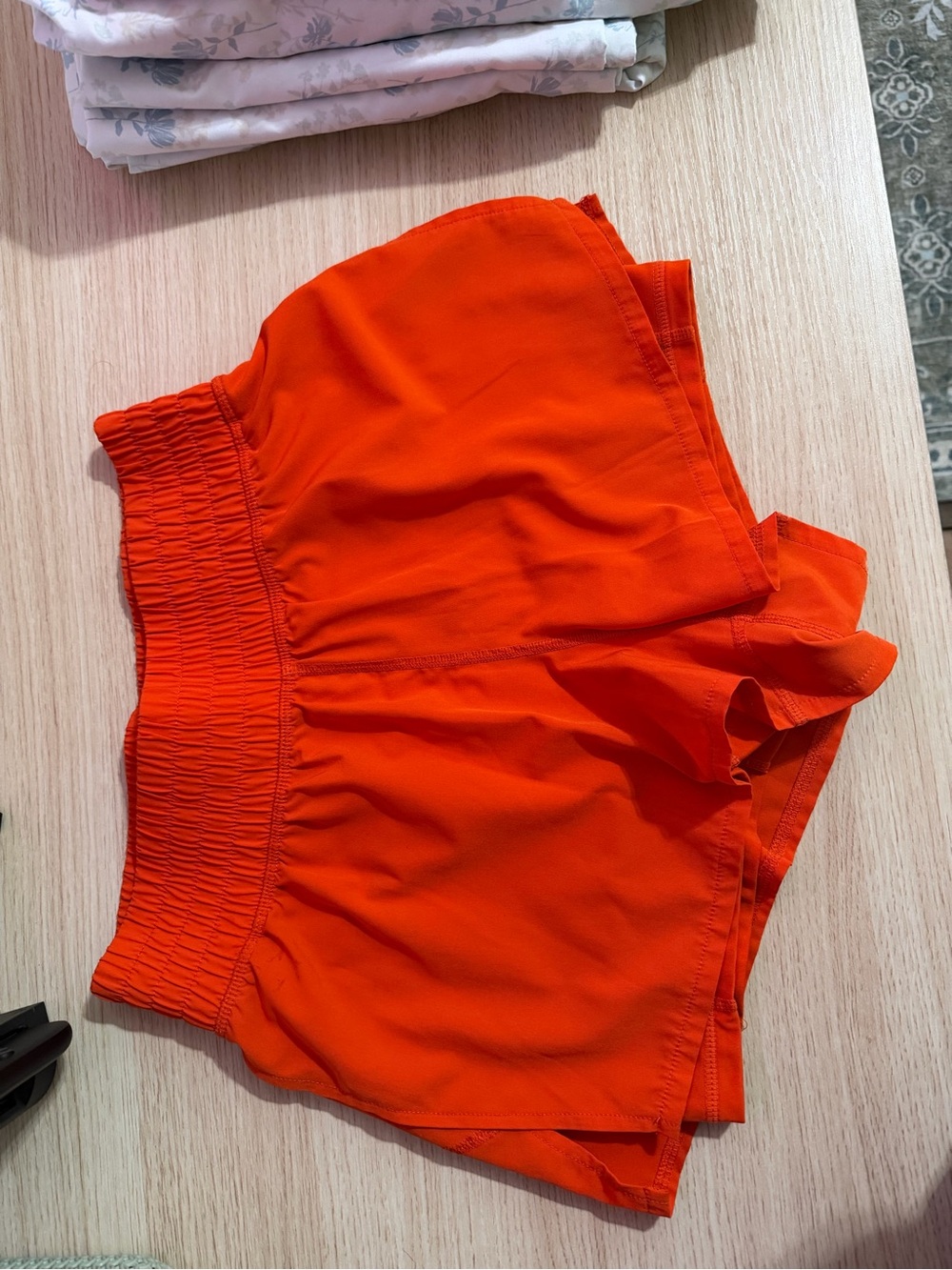 Women’s High-Waist Orange Elastic Waist Shorts